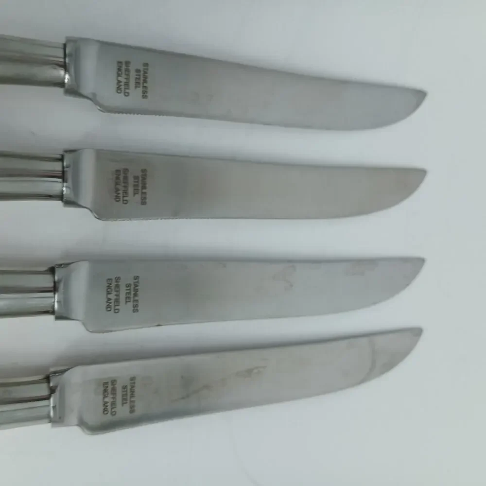 4X SK Cooper Bros QUEEN ANNE Stainless Steak Knives Sheffield England